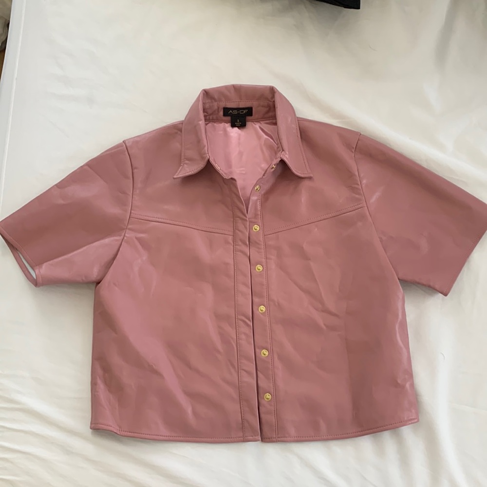 AS by DF recycled leather & recycled polyester button up shirt